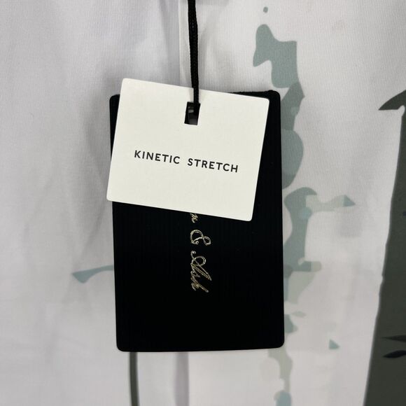 Porter & Ash Kinetic Stretch Shirt Mens Medium Short Sleeve Abstract White Green - Picture 8 of 16